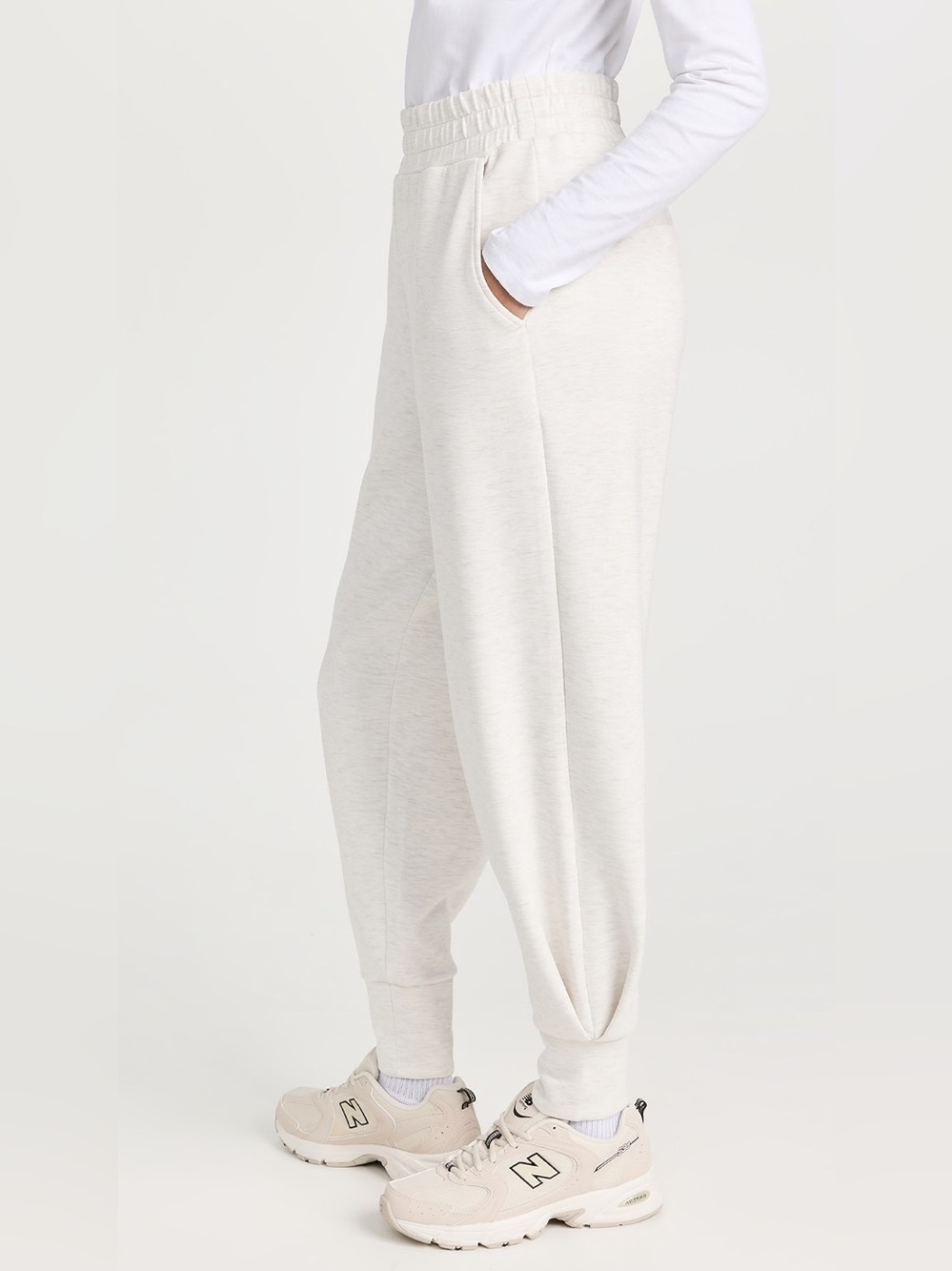 Varley Ivory Marl The Relaxed Pull On Pants Size Large - Picture 2 of 16